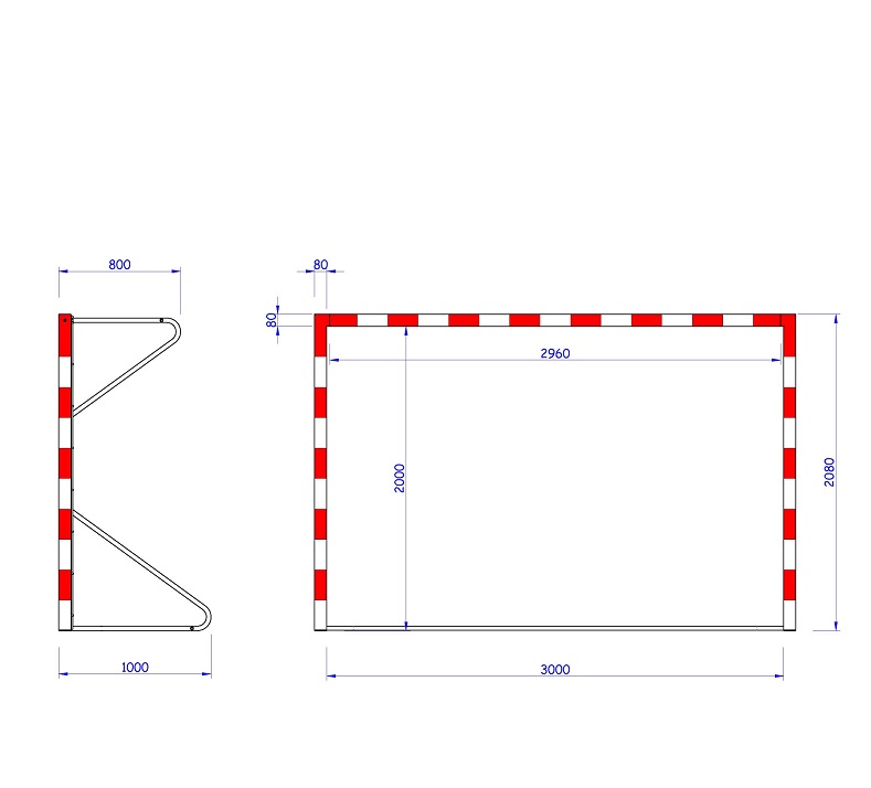 Высота футбольных ворот 2 м. Схема футбольных ворот 2х3. Ворота минифутбольные / гандбольные, размер 2х3м.. Размер ворот для мини футбола стандарт. Ворота футбольные 2х3 чертеж.